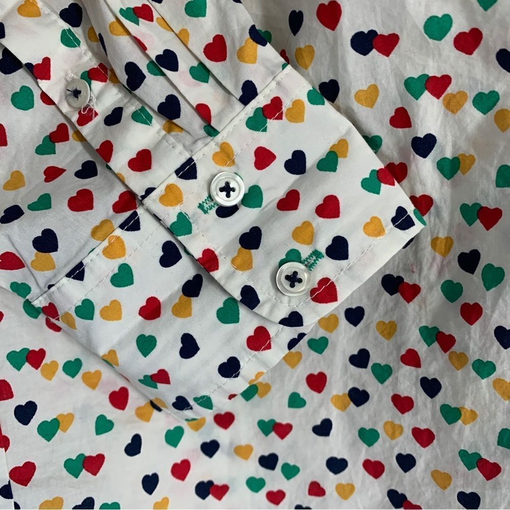 Talbots Size L Multi-Color Heart Print Button Fro… - image 2